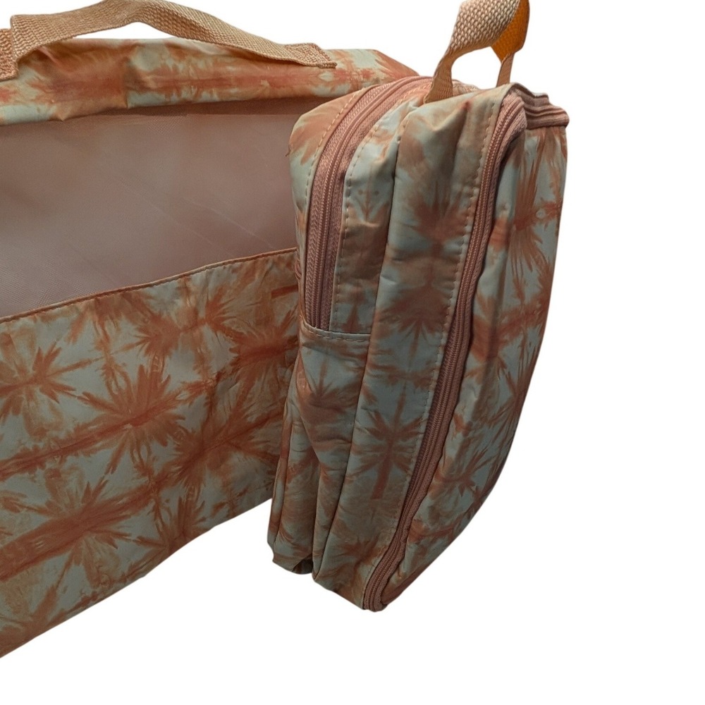 NWOT Thirty-One Packing Cubes Peach Tie-Dye Palm Print Travel Organizer Set of 2 - Picture 3 of 6